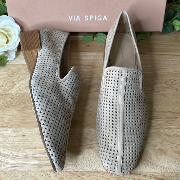 Via Spiga Beige Suede Baudelaire Loafer 10M